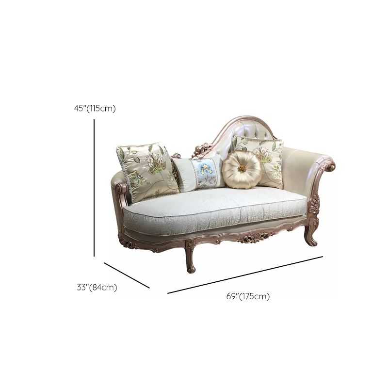French Country Upholstered Chaise Lounge Couch Wood Chaise Lounge Chair