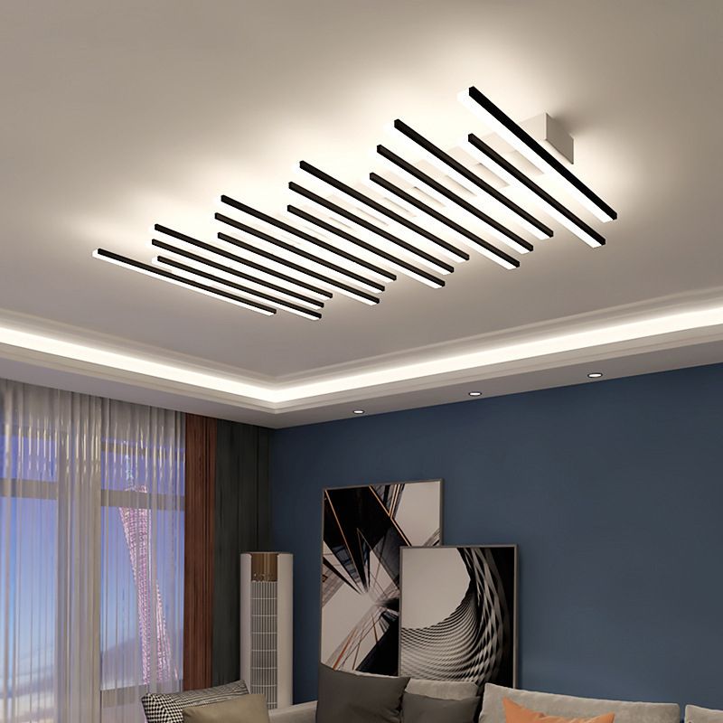 Modern Style Strips Flush Ceiling Light Multi Lights Metal Flush Mount Ceiling Light Fixture