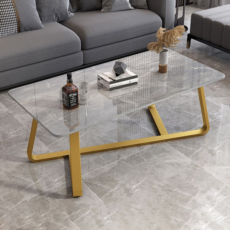 Glam Rectangle Cocktail Table Single Stone Coffee Cocktail Table