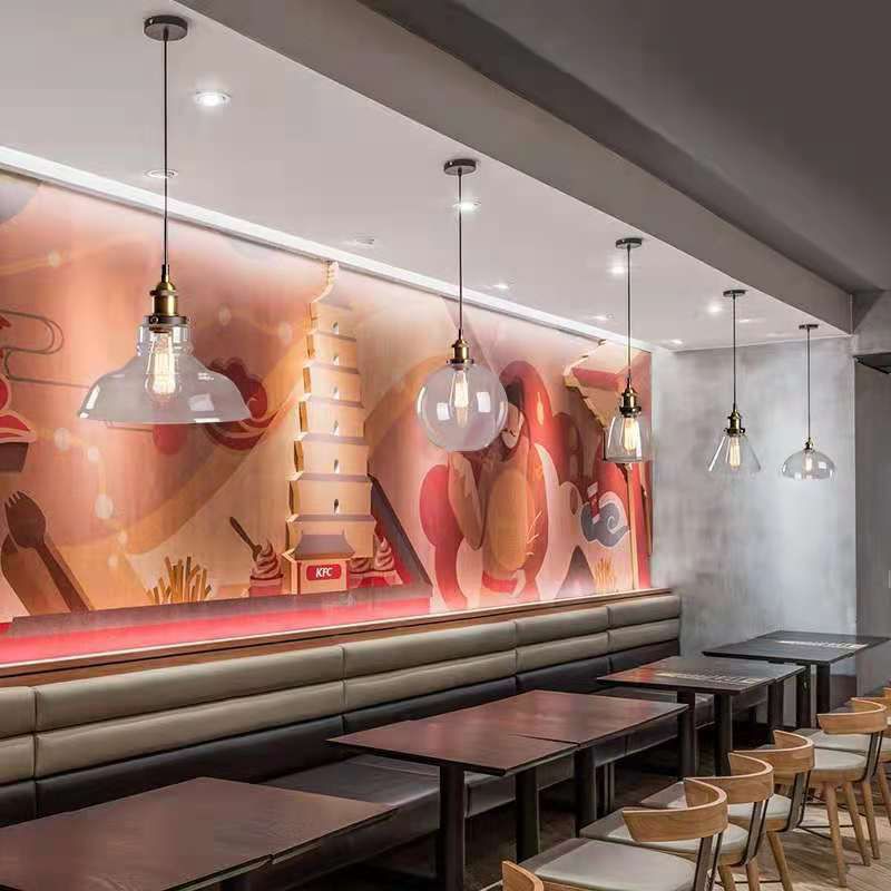 Lampada a sospensione singola retrò industriale Light a sospensione geometrica con tonalità di vetro puro