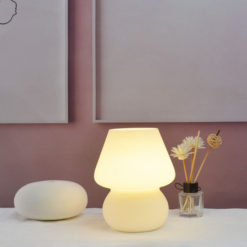 5.9" Wide Mushroom Shaped Mini Table Lamp Modern Style Glass Nightstand Light for Bedroom