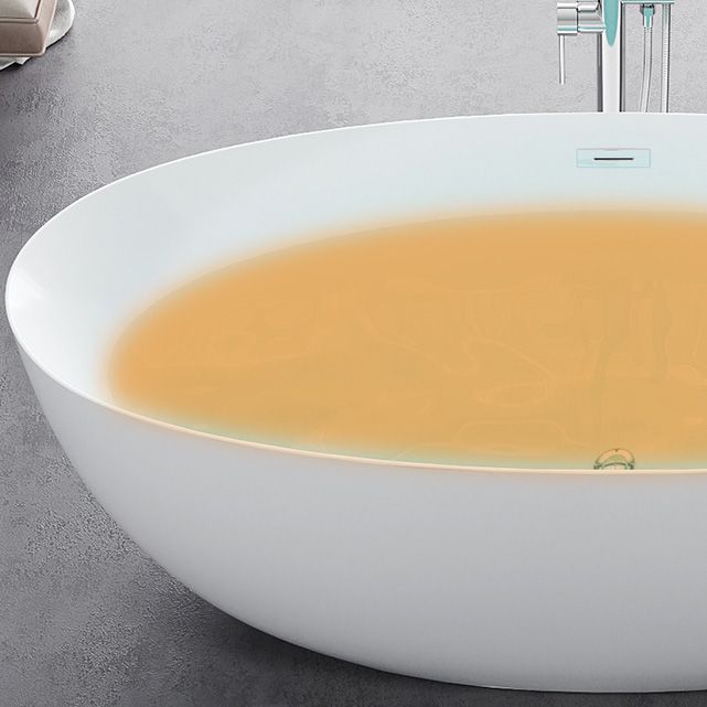 Acrylic Oval Bathtub Soaking White Modern Center Freestanding Bath