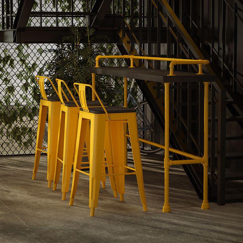 Trestle Rectangle Counter Set 1/2/4 Pieces Industrial Metal and Wood Pub Dining Set