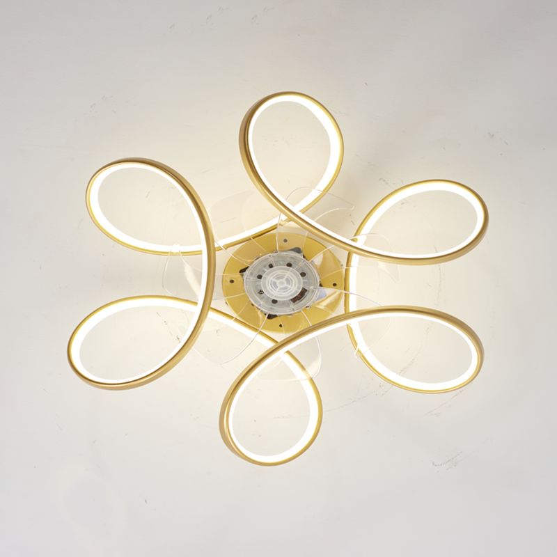 Contemporary Geometric Fan Light Metal Linear Flush Mount Light for Living Room