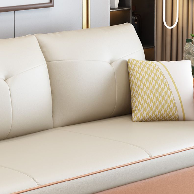 Modern Sleeper Sofa White with Storage Pillow Back Square Arms Sofa Futon