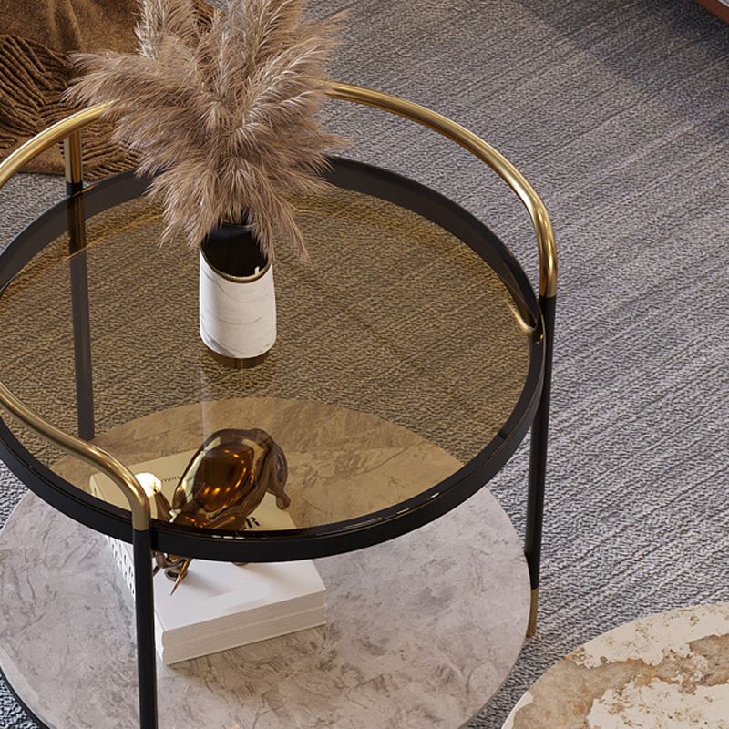 Contemporary with Shelf 3 Legs Round Double Tier Side End Table