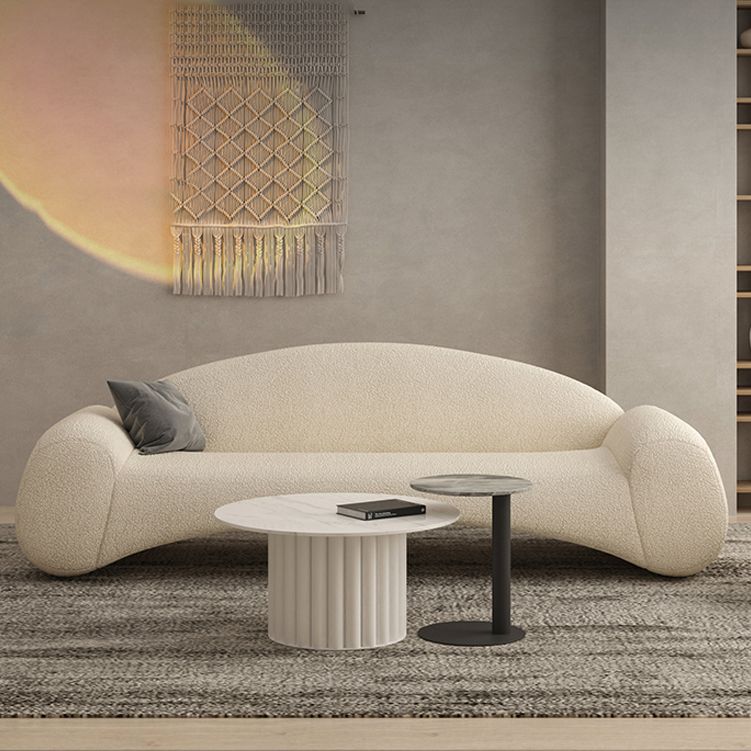 Scandinavian Seating White Cushions Standard Recessed Arm Living Room Sofa
