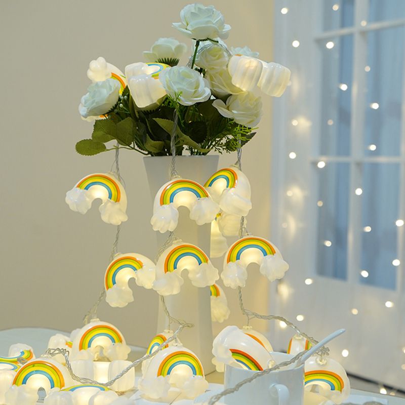 Plastic Rainbow LED Fairy Lighting Decorative White Battery Powered String Light for Bedroom