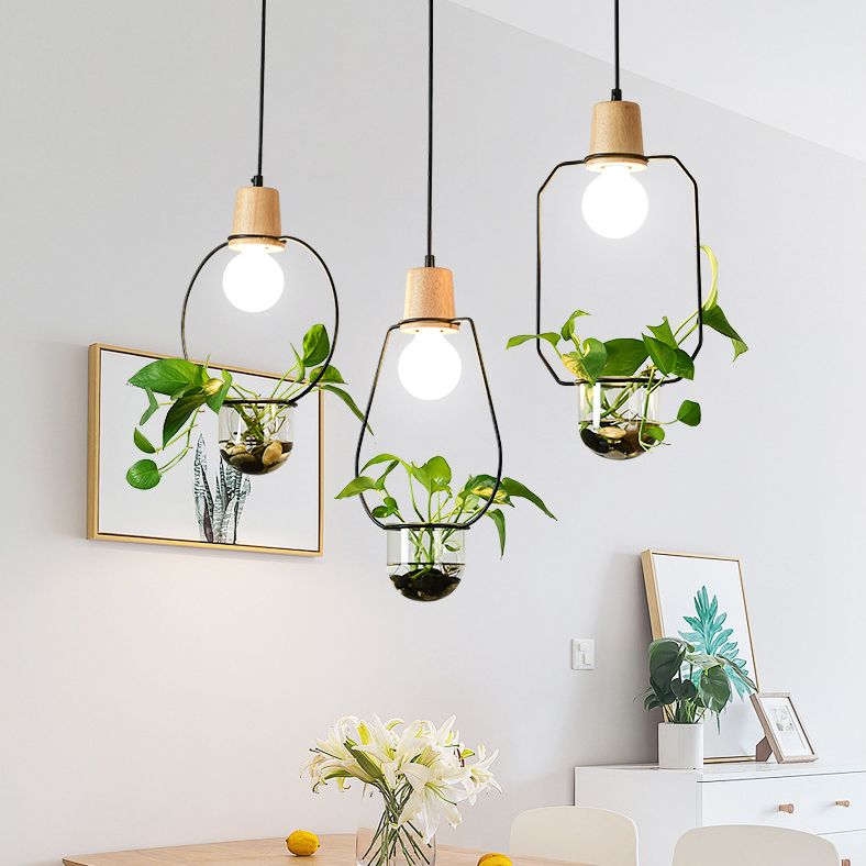 Lampada a sospensione con soffitto ad anello in metallo geometrico moderno 1 lampada da interno appesa alla luce senza botanica