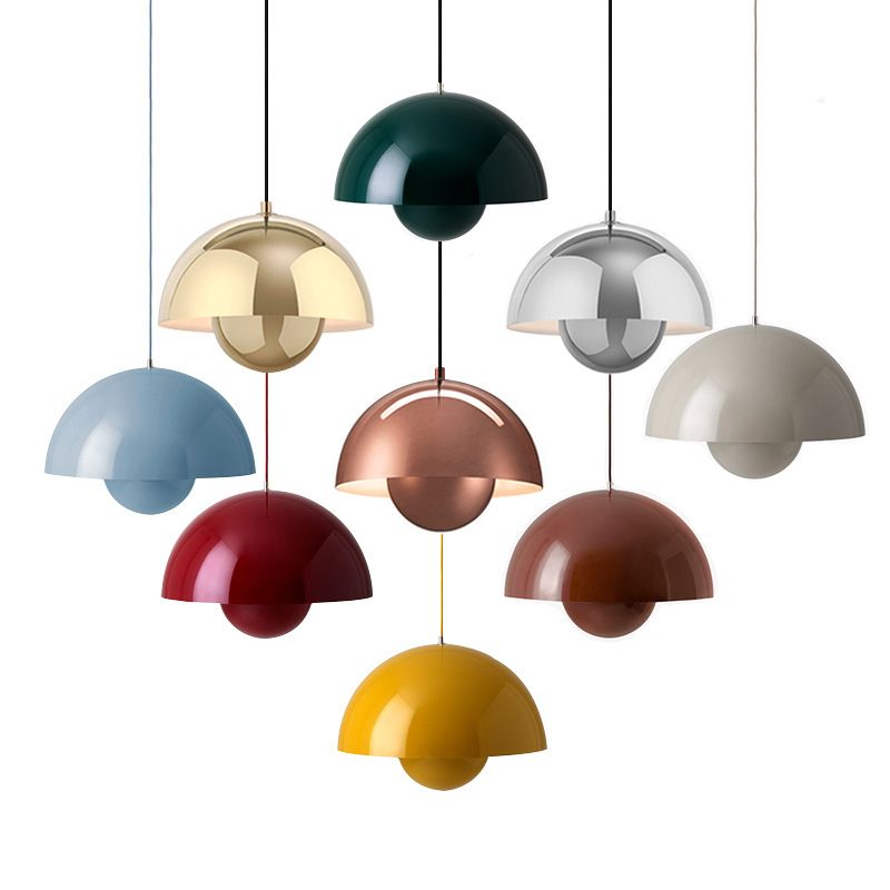 Modern Globe Pendant Ceiling Lights 1 Light Pendant with Stainless Steel Shade for Bedroom