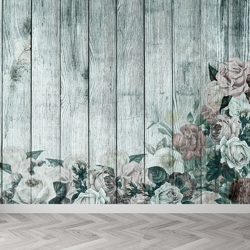 Decorative Wall Mural Wallpaper Plant Printed Wood Sitting Room Wall Mural