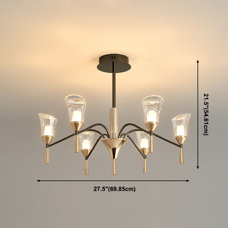 Conical Chandelier Postmodern Acrylic Gold Suspension Light for Living Room