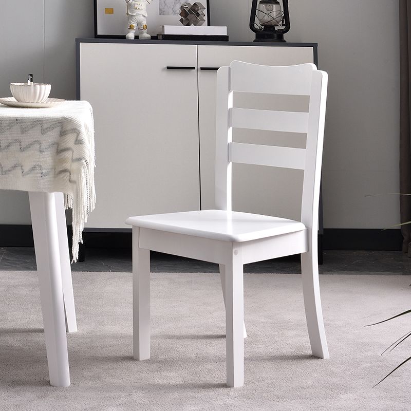 Sillas de comedor sin brazos para el hogar, silla lateral con respaldo de escalera y patas de madera (juego de 2)