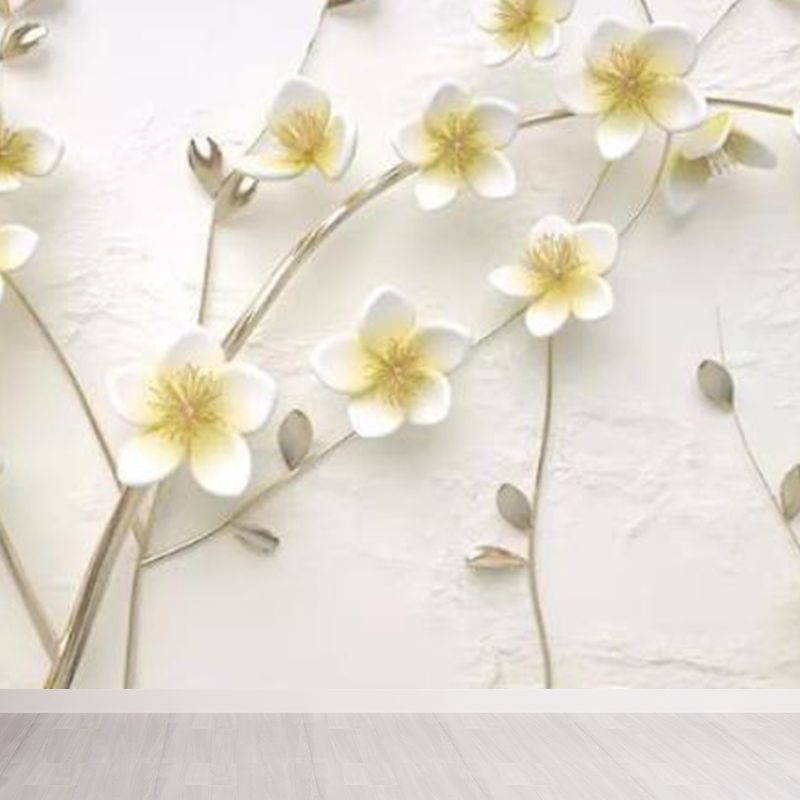 Soft Color Blossom Mural Wallpaper Flower Modern Washable Wall Covering for Kitchen