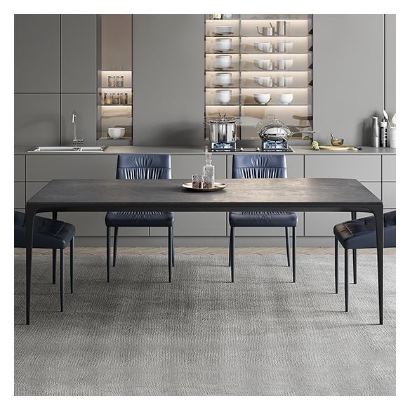 Industrial Sintered Stone Dining Table 4 Legs Solid Aluminum Alloy Base Rectangle Table for Home