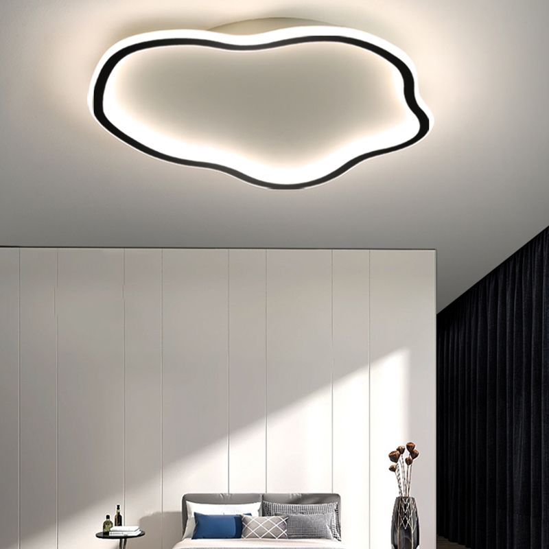 Minimalism Ceiling Light Wave Flush Mount with Metal for Bedroom