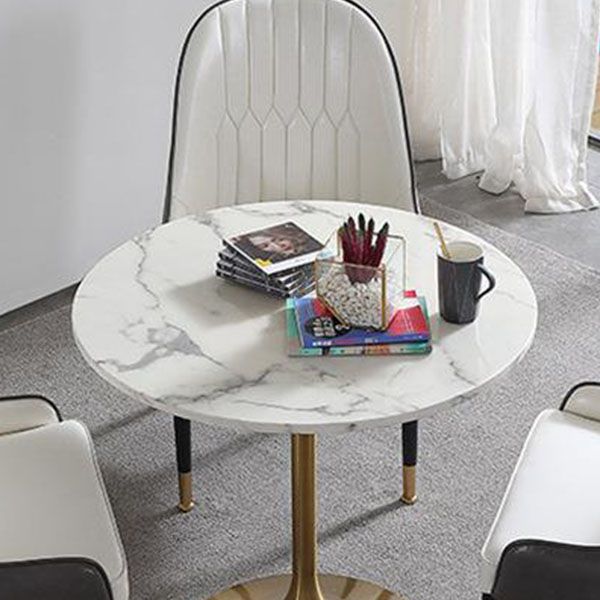 Contemporary Marble Dining Set 1/2/4/5 Pieces Round Dining Table Set with Padded Chairs