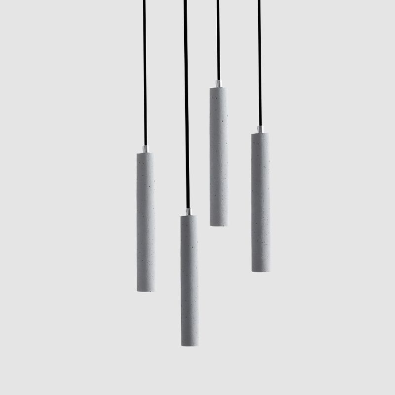 Cylindre moderne style suspendu ciment gris 1 pendentif lumineux léger pour barre