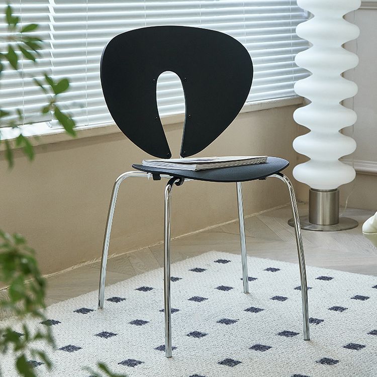Modern Open Back Plastic Dining Room Silver Leg Dining Chair