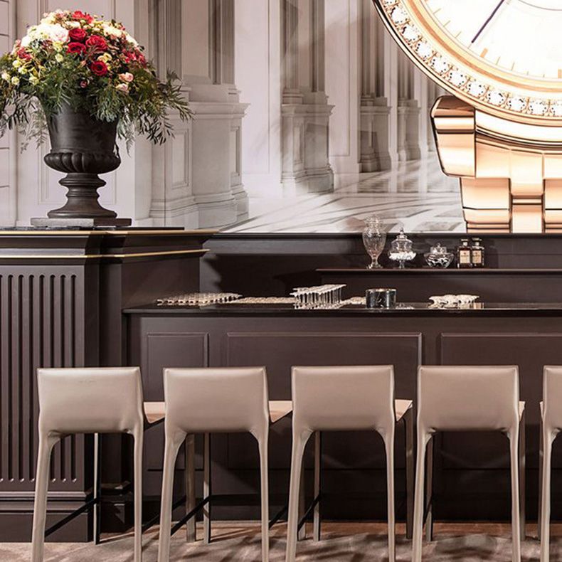 Modern Style Bar-stool Leather Counter Bar Stool with Metal Legs for Kitchen