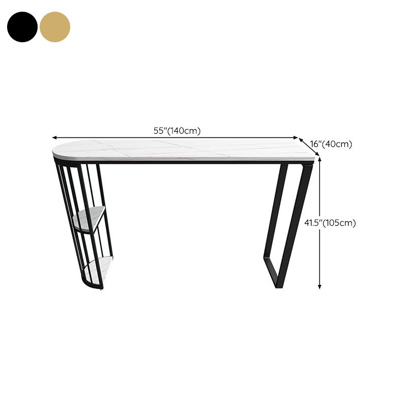 Modern White Sintered Stone Table Metal Base Table for Kitchen Living Room