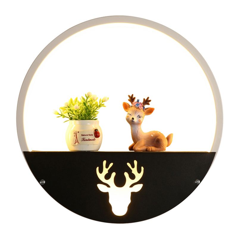 Nordic Style Iron Wall Light Round Shape LED Wall Lamp with Silica Gel Shade for Bedroom