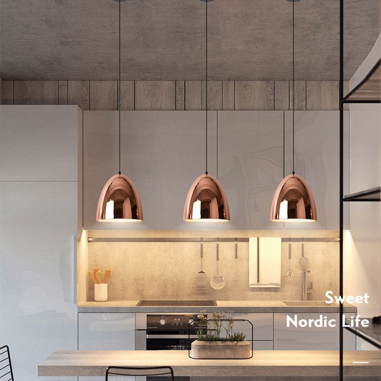 Postmoderne 1-Licht-Hanglampe Roségold geometrischer Anhänger Licht mit Metallschatten