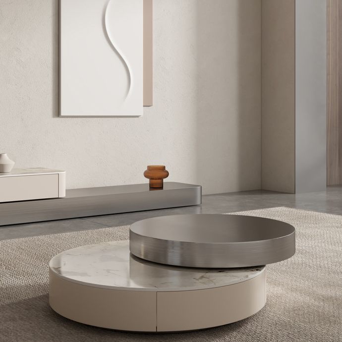 Block and Drum Contemporary Slate BlockHome Coffee Or End Table with Drawers