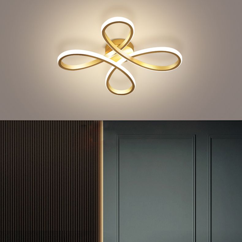 Metal Floral Ceiling Mounted Fixture Simple Style Ceiling Flush in Gold