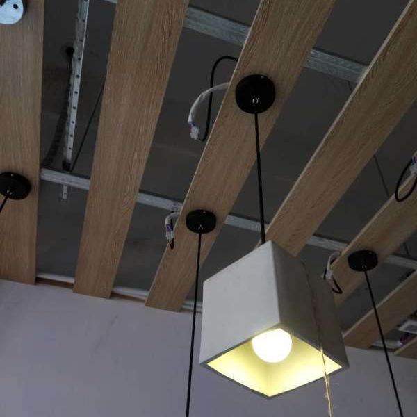 Grijze geometrische hanger lamp Minimalistisch 1-licht cementophanglicht voor eetkamer