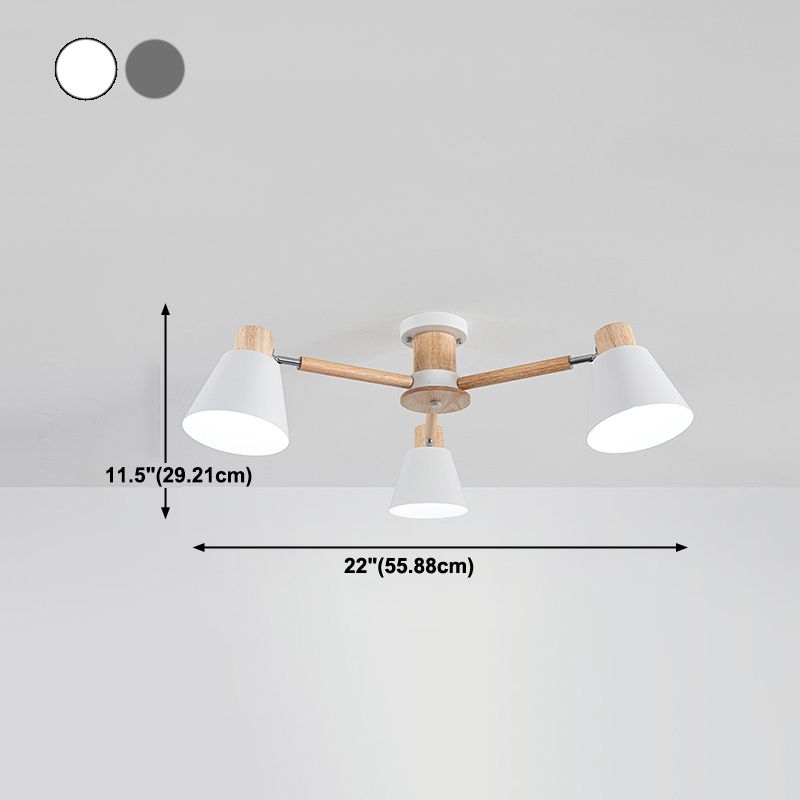 Multi Light Cone Hanging Pendant Modern Macaron Style Metal Hanging Lighting for Bedside