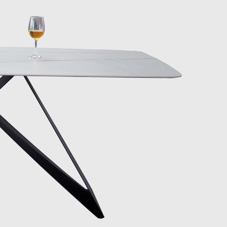 Metal Contemporary Rectangle Dining Table Sintered Stone Table for Dining Room and Kitchen