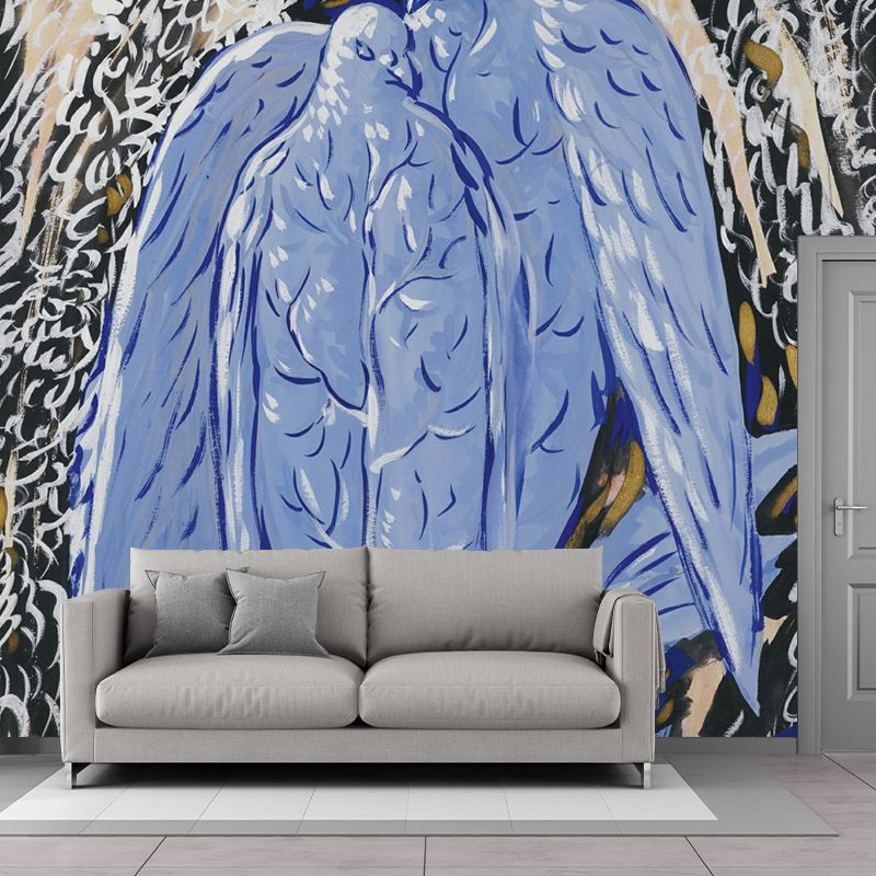 Surrealism Style Companion Mural Decal Grey-Purple Living Room Wall Decor, Custom Size