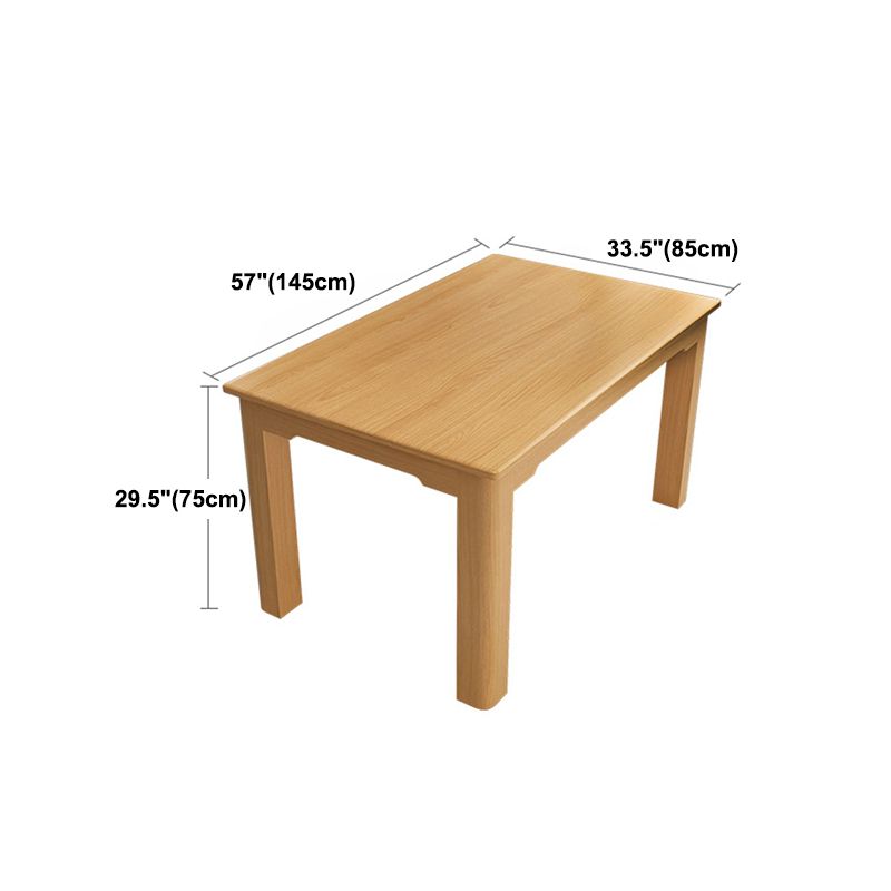Mid-Century Modern Solid Wood Dining Table Beech Wood Top Table with 4 Legs