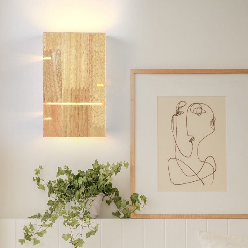 Modernism Beige Finish Single Wall Mounted Sconce LED Wall Light with Wood