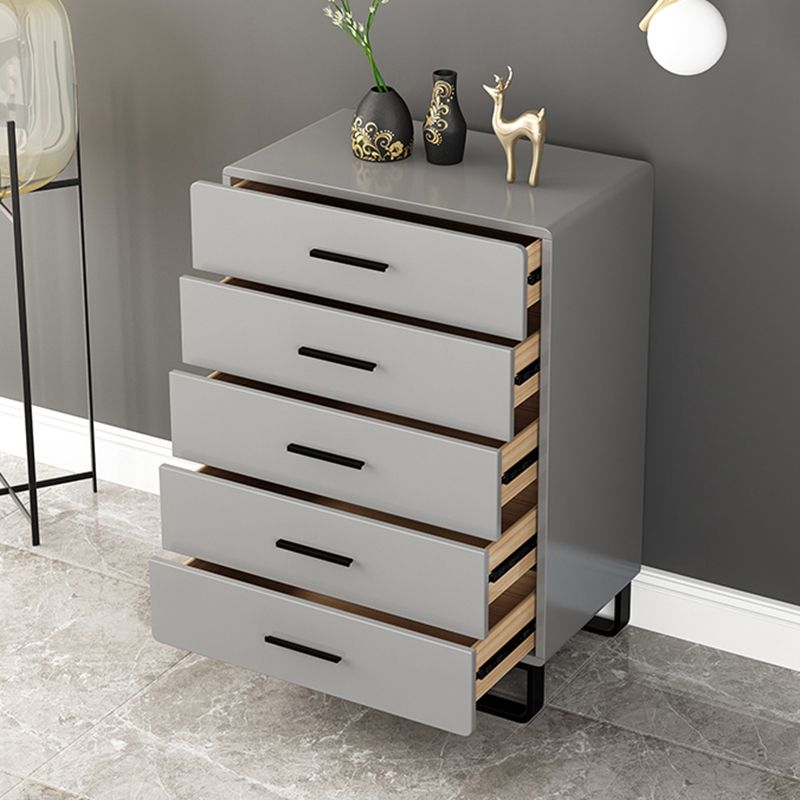 Contemporary Bedroom Storage Chest Engineered Wood Chest in Gray with Drawers