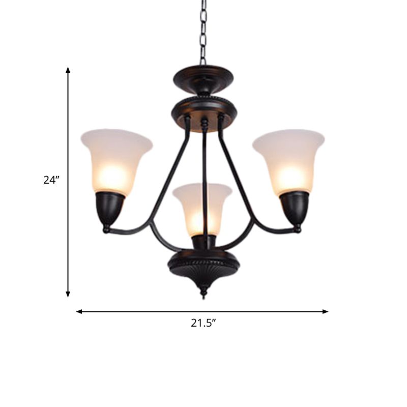 3/5/6 luces Luz colgante Campana clásica lámpara de araña colgante de vidrio esmerilado en bronceado profundo para el comedor