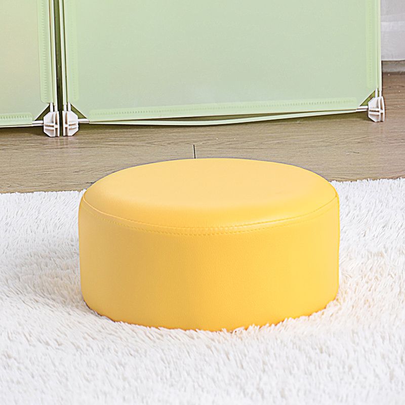 Pink Water Resistant Standard Round Solid Color PVC Modern Pouf