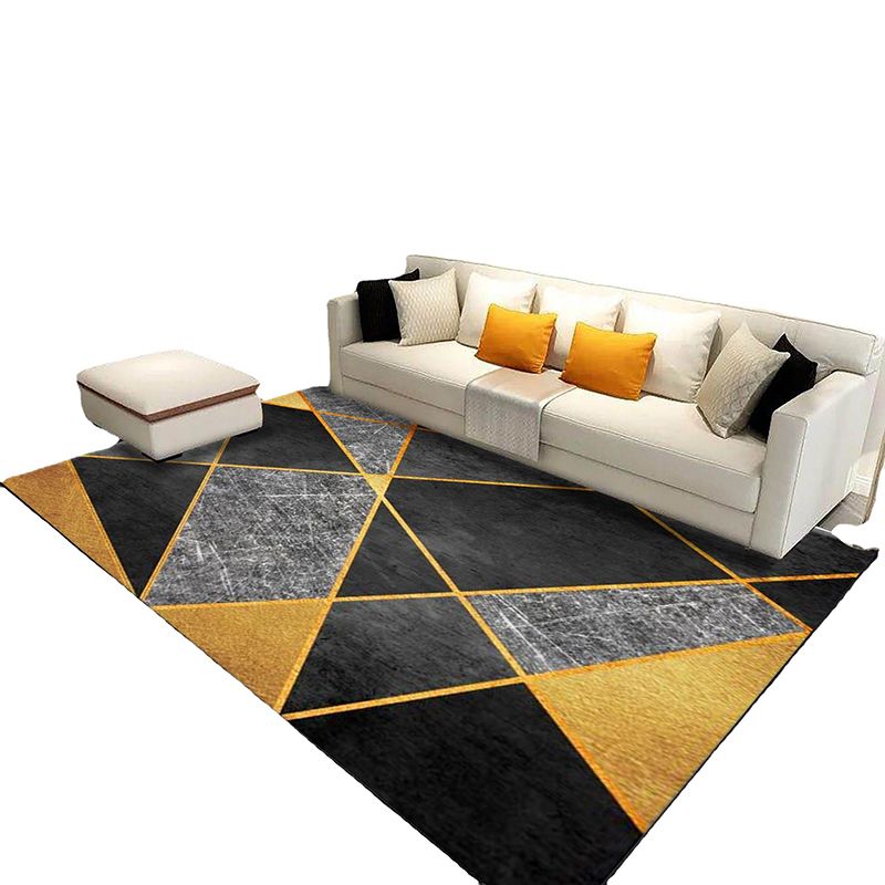 Trendy Home Decoration Carpet Geometric Pattern Area Rug Polyester Stain Resistant Indoor Carpet