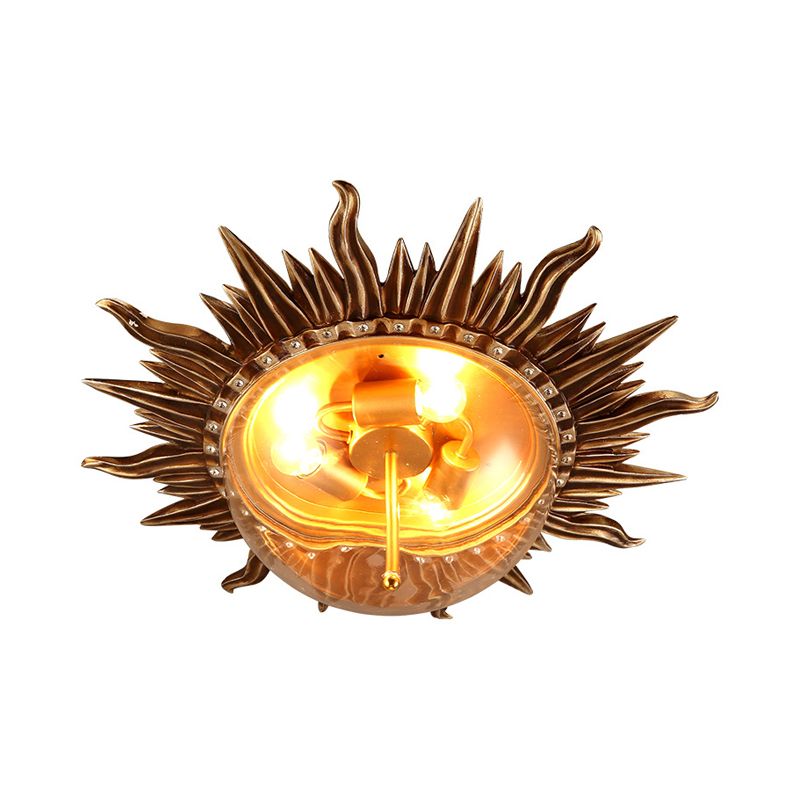 Kuppelbündige Deckenleuchte, traditionelle Deckenleuchte aus Klarglas mit 3 Glühbirnen und gealtertem Silber für das Wohnzimmer