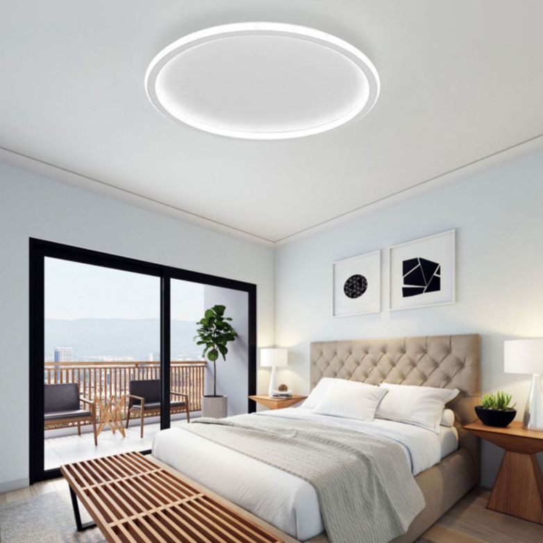 Ronde inbouwlampen Eigentijds aluminium plafondmontagearmatuur voor woonkamer