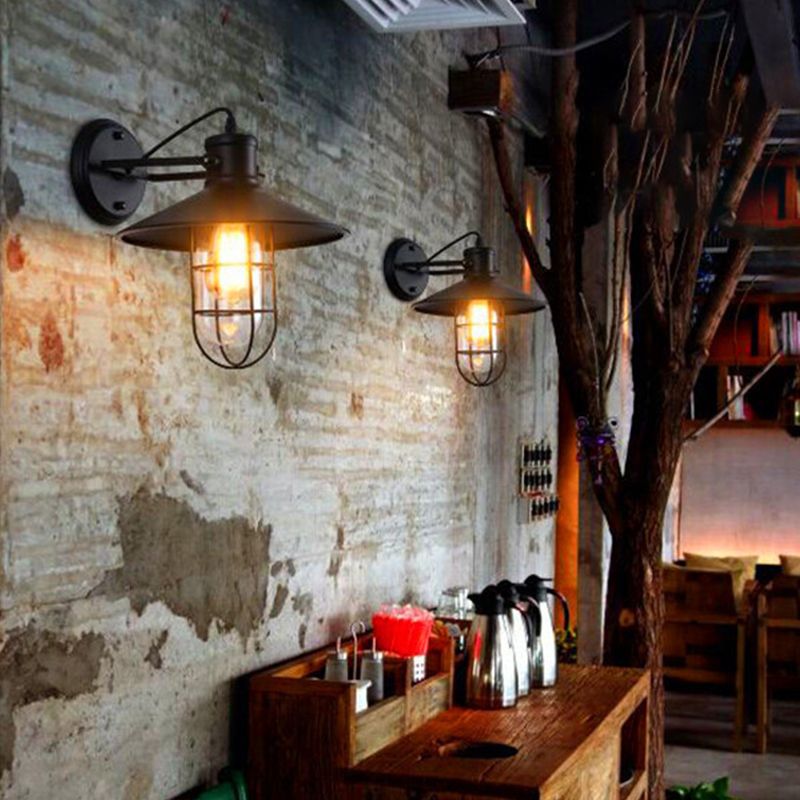 Flared Wall Sconce Lighting Industrial Style Metal 1 Light Wall Mounted Light