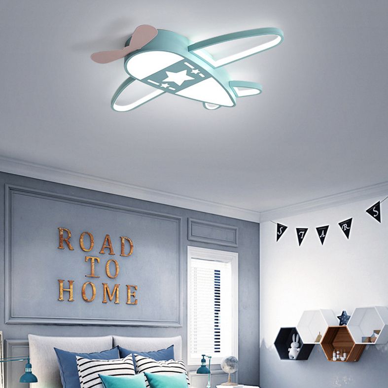 Propeller Plane Child Room LED Flush Mounted Lamp Acrylic Kids Surface Ceiling Light