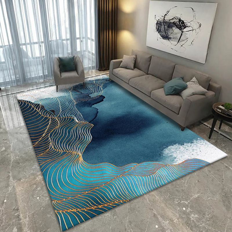 Funky Abstract Art Rug Contemporary Soft Polypropylene Rug Non-Slip Backing Carpet for Living Room