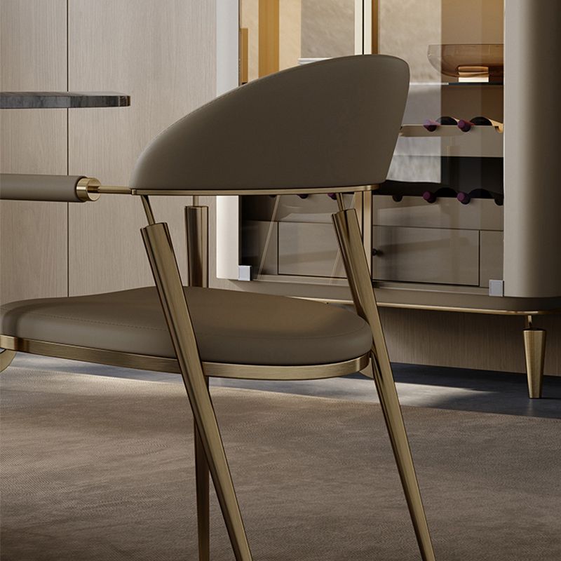 Glam Style Arm Chair Metal Open Back Dining Room Chair for Kitchen