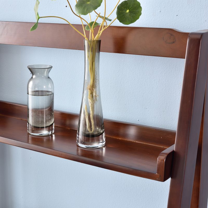 Contemporary Style Ladder Bookcase Wooden Vertical Open Back Book Shelf