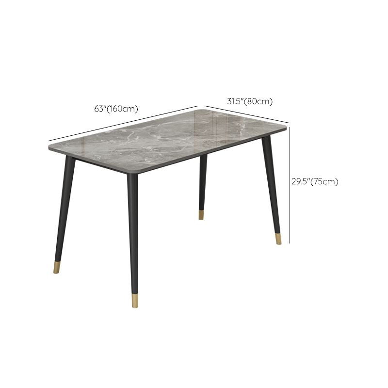 Slate and Metal Table Glam Style Rectangular Dining Table for Home Dining Room