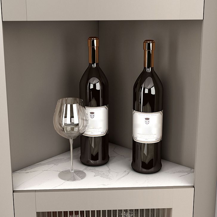 Glam Stone and MDF Sideboard 69.5"H Living Room Glass Doors Buffet Stand