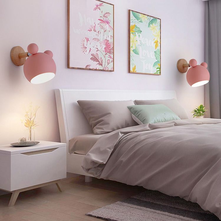 1 Light Metal Wall Mounted Light Fixture Modern Cartoon Bedroom Flush Mount Wall Sconce