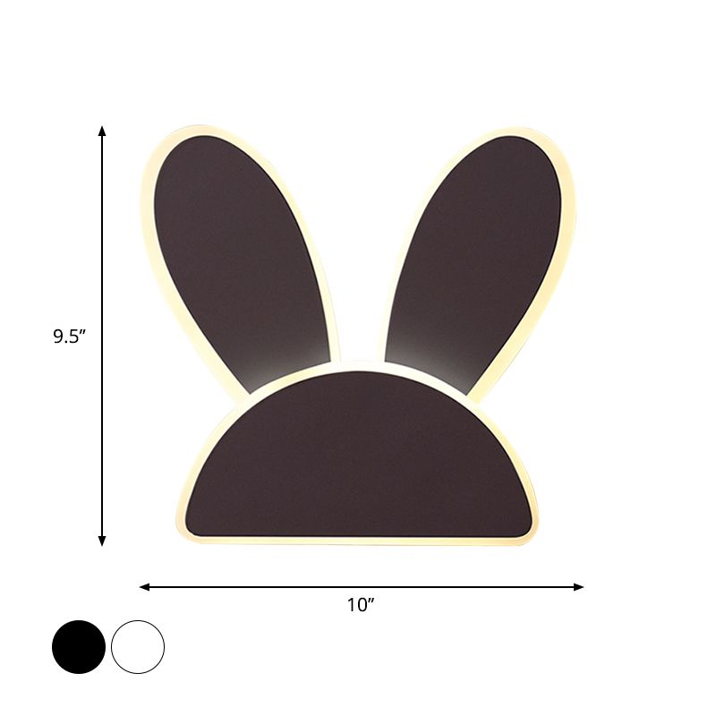 Rabbit Wall Sconce Light Fixture Kids Iron Black/White LED Wall Mounted Lighting for Living Room